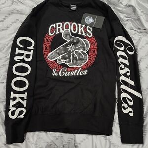 Crooks & Castles Black and Red Graphic Crewneck Sweater